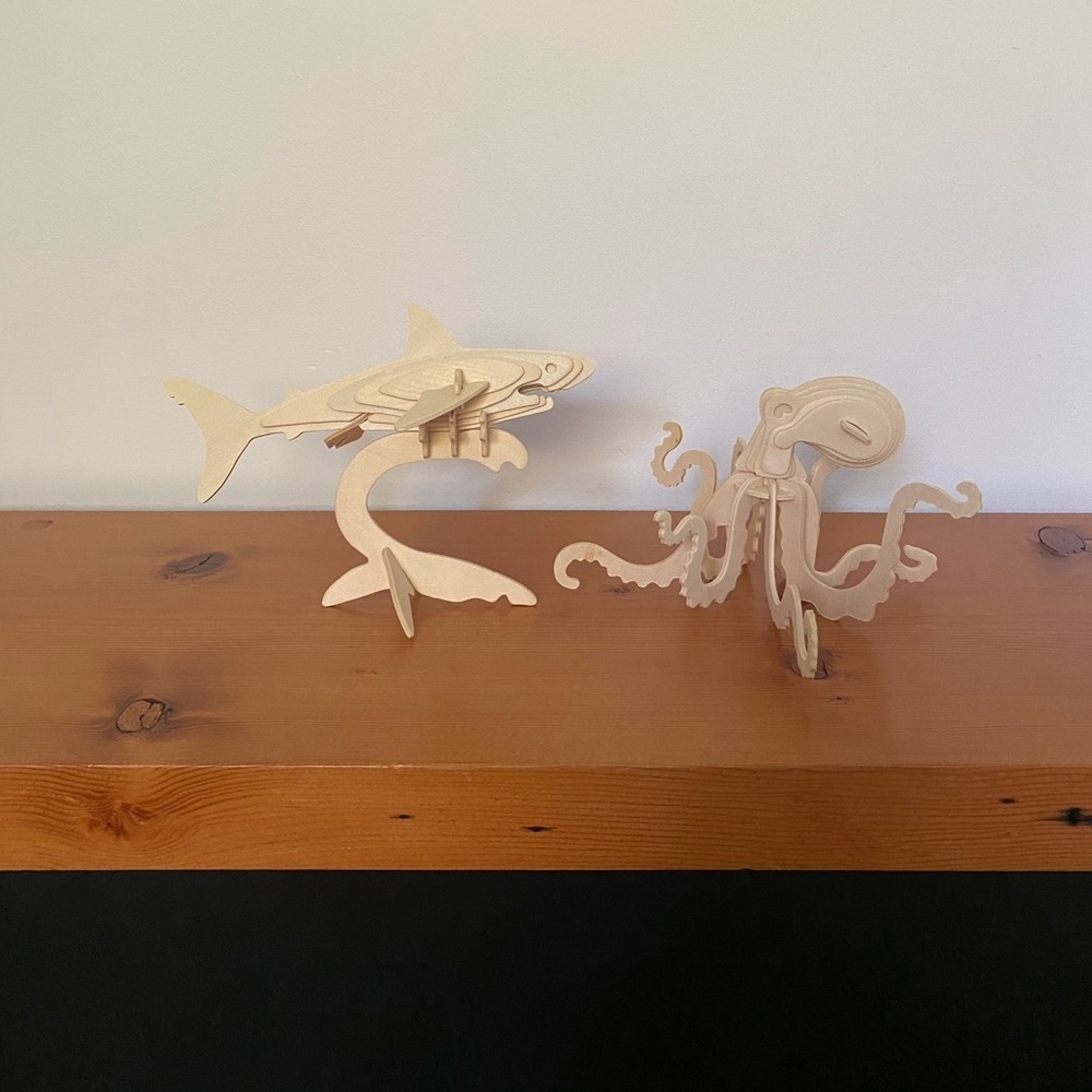 2 x wood decor Underwater Creatures